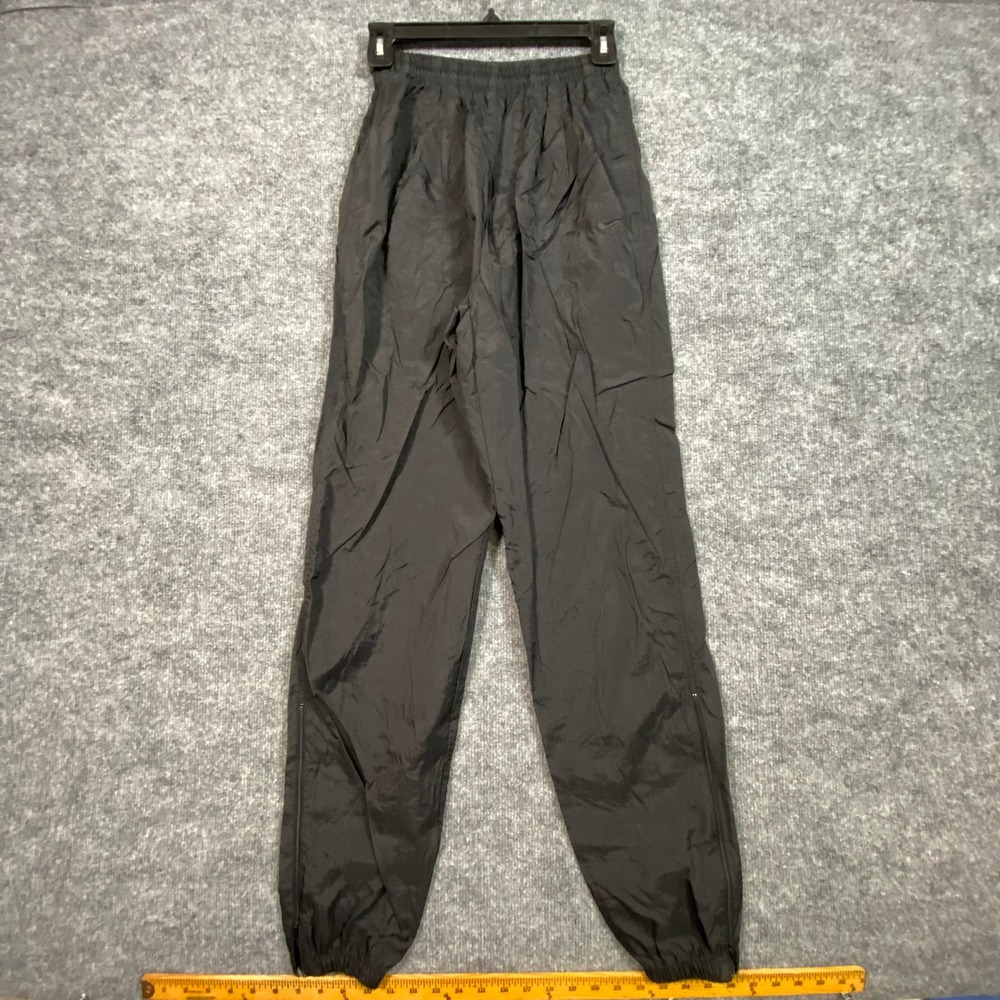 Nike Kids Black Vintage Nylon‎ Windbreaker Track Pants Ankle Zip Size M 8-10